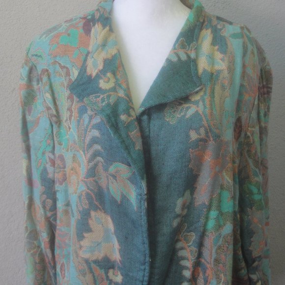 Soft Surroundings Rayon-Wool Blend Printed Bohemian Style Open Duster 3X - Picture 3 of 5